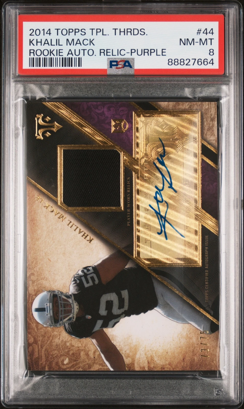 Khalil Mack Topps Triple Threads Rookie Autograph Relic #44 Purple