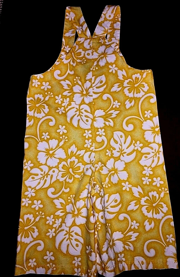 Macacão HILO HATTIE Meninas Verão Romper Havaiano Amarelo Branco 5 6 Vintage Excelente Estado Usado - Imagem 2 de 3