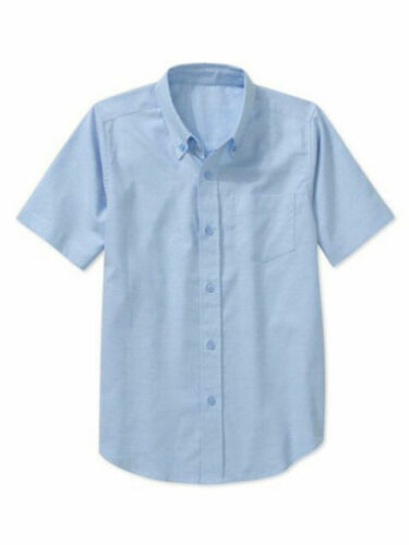 UIMLK Boys Short Sleeve Dress Shirts w//Suspenders and Bow Tie,Nerd Fake Glasses for School Uniform Oxford Shirts BK-6 Sky Blue