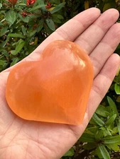 Large Orange Selenite Heart, 2.5-3" Polished Orange Selenite Puffy Heart