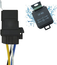 80/60 AMP 4-Pin Automotive Relay, 12V DC Waterproof with Tinned Copper Harness