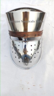 Medieval Crusader Pot Helmet Knight Armor SCA Larp Reenactment Cosplay Helmet