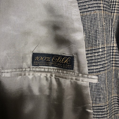 Hart Schaffer Marx 100% Silk Sport Jacket Coat Houndstooth Plaid Blazer 39R - Picture 8 of 10
