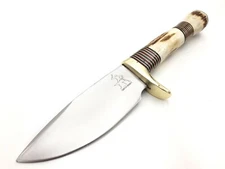 ELK DEER ANTLER CUSTOM HANDMADE HUNTING  TACTICAL BLADE KNIFE ANTLER GRIP  COVER