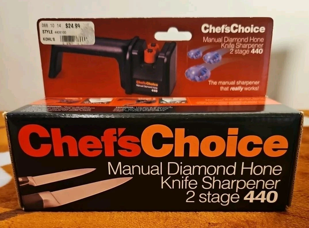 Chef's Choice 440 2 Stage Manual Diamond Hone Knife Sharpener (Black) NIB 1999