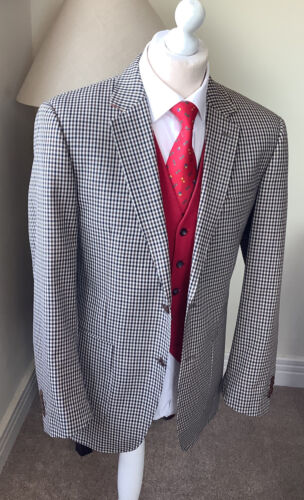 Hawes & Curtis Jermyn Steet Brown Blue Cream Check Sports Coat Jacket 42R - Picture 1 of 12