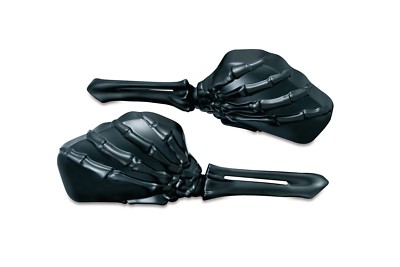 0640-0899 Skeleton Hand Mirrors Black Spiegel Paar für Harley Davidson