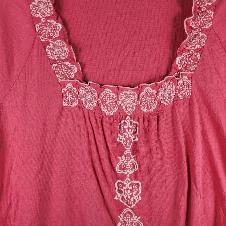 Top Mujer Jane Ashley Vintage 3X Rosa Blanco Bordado Crape Tela Elástica Foto 3 de 4