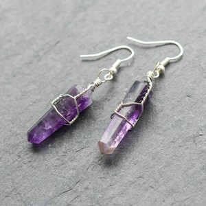Amethyst-Healing-Crystal-Bullet-Stone-Earrings-Vintage-Silver-Quartz-Aura-Boho