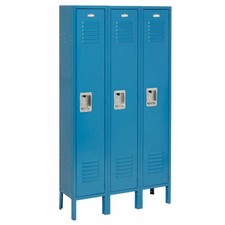 Single Tier Locker 12x15x60 3 Door Unassembled Blue
