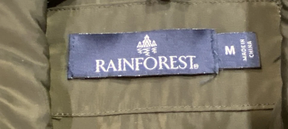 Rainforest Mens Size M Quilted Lightweight  Collared Jacket Brown Snap - Image 3 of 4