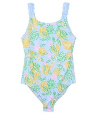 Lilly Pulitzer Girls' Standard ABEL Swimsuit UPF 50 Bluette Make Lemonade Si...