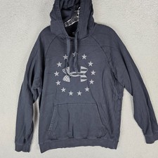 Under Armour Hoodie Mens Large Black Stars Freedom Loose Fit Drawstring 1365287