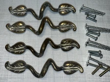 VTG KBC Brass Bronze Cabinet Leaf Twisty Vine Drawer Pulls Keeler 49452 Lot 4