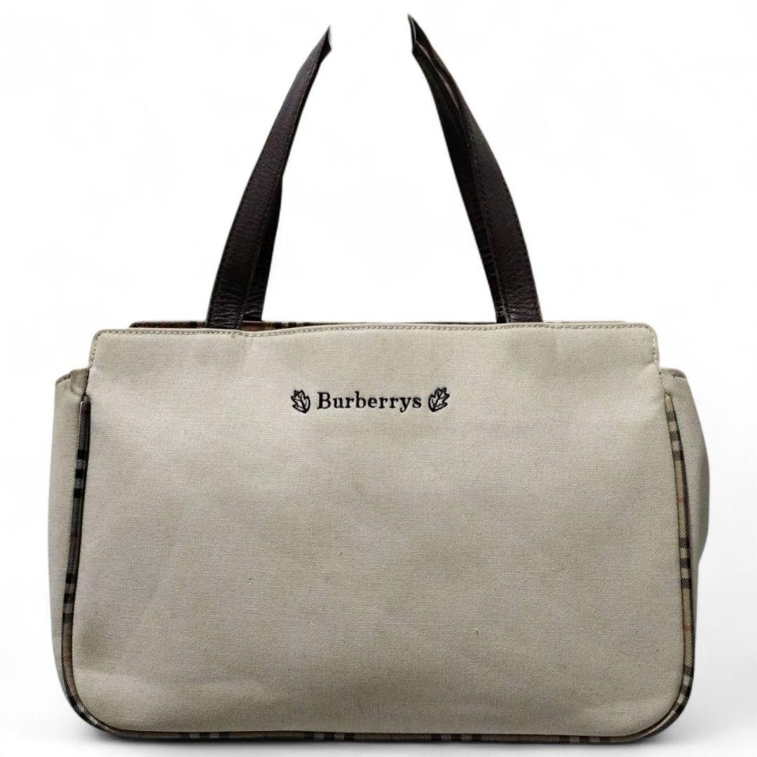 Used Authentic Burberry Tote Bag Canvas Leather Beige Nova Check JAPAN 834291 thumbnail 2