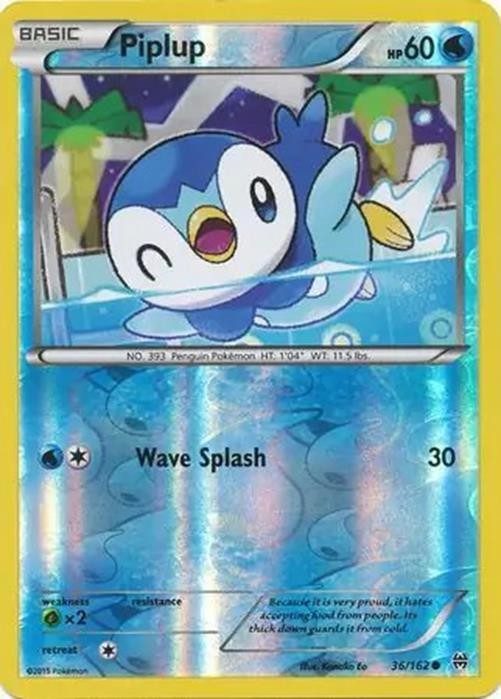 Piplup - 36/162 - Pokemon Breakthrough XY Reverse Holo Rare Card LP