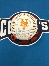 Keith Hernandez, Gary Cohen & Ron Darling Autographed NY Mets Team Stitch Baseba