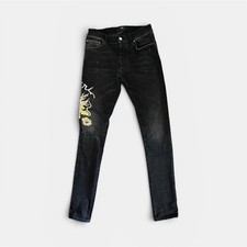 AMIRI Men s Black Denim Jeans Skinny Fit Embr...