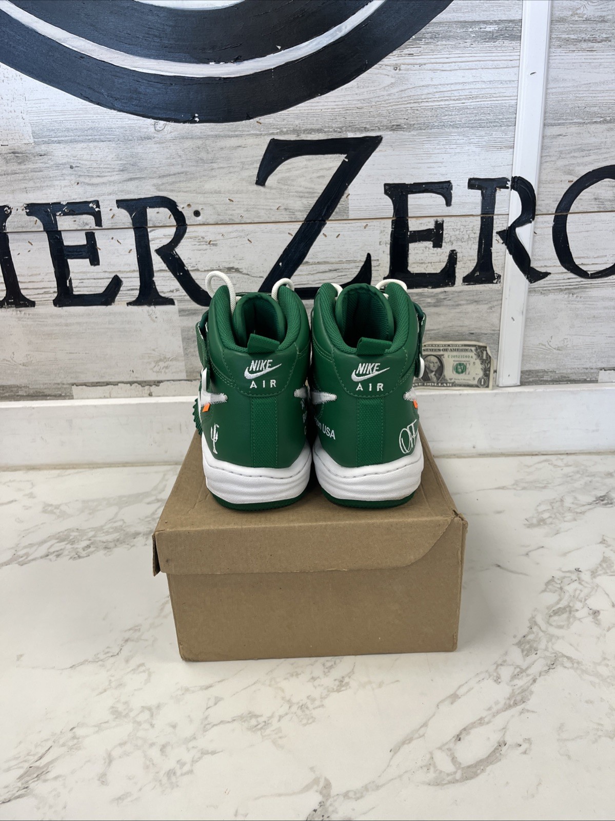 OFF WHITE X NIKE Taglia 9 5 Nike Off White x Air Force 1 SP pelle verde pino medio