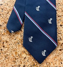 London 400 Men’s Tie Made in USA Navy and Red Stripes w/ Candlestick Telephones