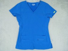 Med Couture Small Royal Blue V-Neck Zip Pocket Scrub Top