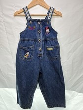 Vintage Disney Baby Minnie Mouse Denim Overalls Blue Embroidered 90s 18M