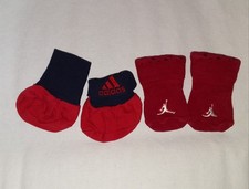 Baby Booties Socks Nike & Adidas Red & Blue Size Newborn2 Pair