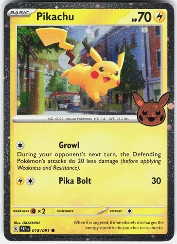 Pikachu (Cosmos Holo) Holofoil Trick or Trade B00ster Bndl 2024 018/091 NM - product listing photo