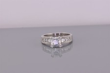 Sterling Silver Princess Cubic Zirconia Solitaire Channel Band Ring 925 Sz: 8