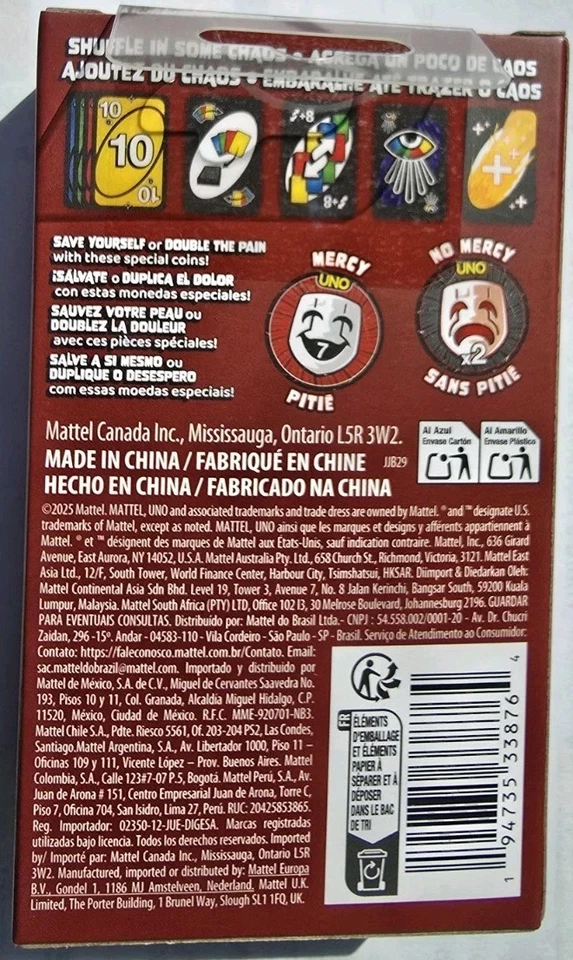 Mattel UNO Show 'Em NO MERCY Card Game EXPANSION PACK. In Hand. NEW Mattel Coins - Image 2 of 2