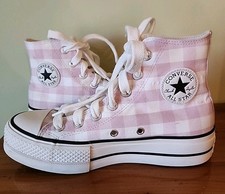 Pink Converse Womens Chuck Taylor All Star Lift Platform Gingham A13663C Sz 6