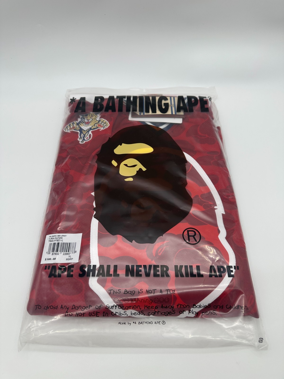 BAPE x Mitchell & Ness NHL Florida Panthers Mesh Hockey Jersey Red Mens NEW Seal thumbnail 5