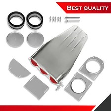 Polished Finned Street Hood Scoop Adjustable For Single Dual Quad 4-barrel Carbs