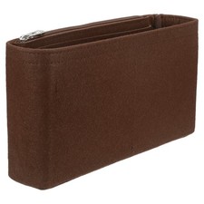Purse Organizer Insert Felt Handbag Shaper with Zipper 10.6"x2.2"x6" Coffee