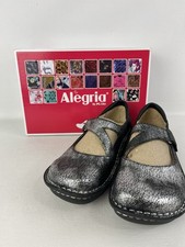 NEW Alegria Mary Jane Shoes Black Silver Metallic Onyx Crackle Women 38