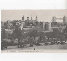The Tower of London and Tower Bridge England   vintage postcard  1910