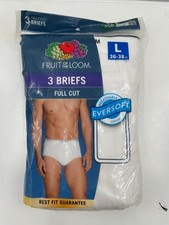 NWT Fruit of the Loom Cotton Full Cut Briefs Mens White Cotton Large - Pack of 3