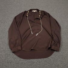 MICHAEL Michael Kors Blouse Womens Small Brown Chain Detail V Neck Tunic Top