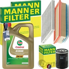 MANN INSPEKTIONSPAKET+CASTROL 5W-40 MOTORÖL passend für FIAT PUNTO 199 QUBO MITO