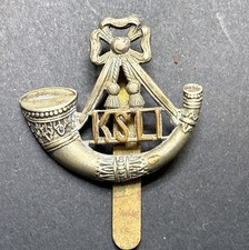 WW1 KSLI Brass Bugle Badge Clip Pin Kings Shropshire Light Infantry