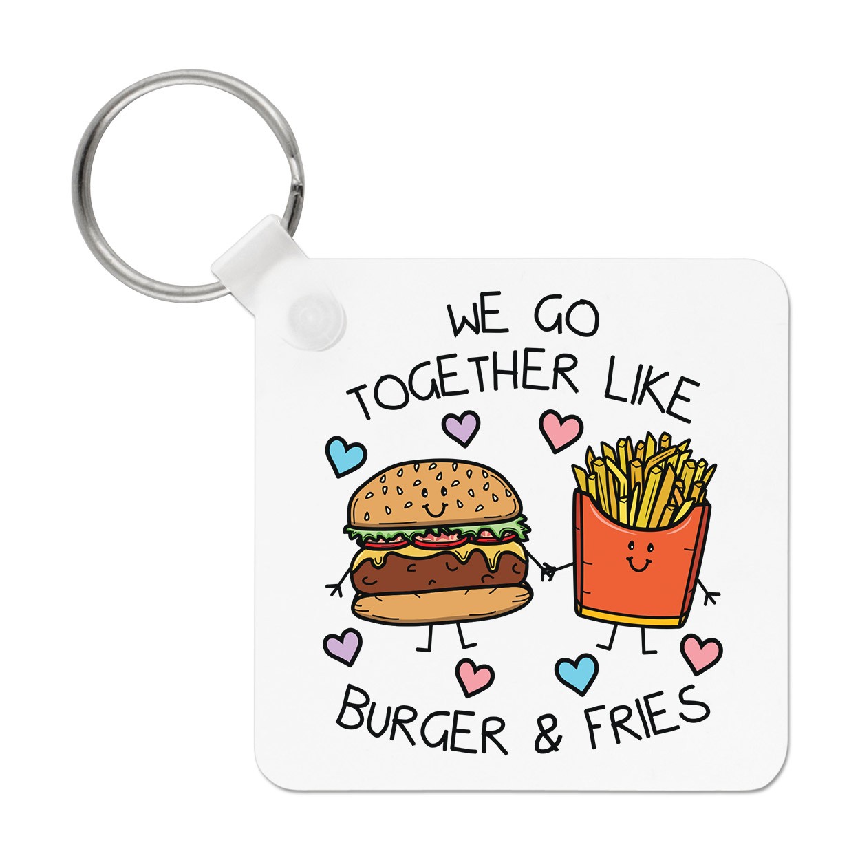 We Go Together Like Burger & Fries Keyring Key Chain Funny Valentines Day Love