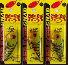 (LOT OF 3) STRIKE KING RED EYE SHAD TUNGSTEN 2-TAP 1/2 OZ  GREEN PUMPKIN CRAW
