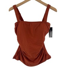 CARMEN MARC VALVO Tankini Size Extra Small Square Neck Arab Spice Ruched Sides