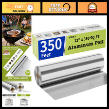 12in x 350ft Heavy Duty Aluminum Foil Roll with Cutter - Food Safe for Cooking,