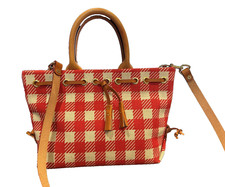 Dooney & Bourke Tulip Tassel Signature red and white check
