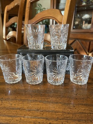 NEW Circleware Brackston 6 Piece Cut Glass Crystal Shooters Shot Glass Set