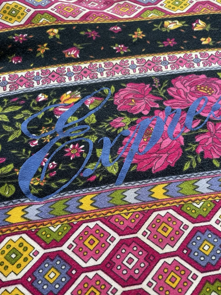 Sudadera Express Años 90 Estampado Floral Multicolor Hecha en Italia 100% Algodón Foto 3 de 4