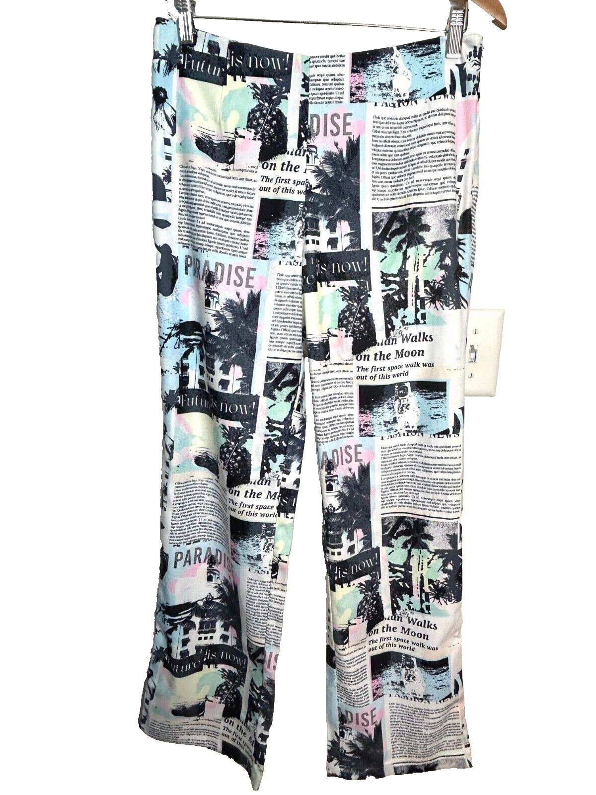 Polly Princess Pants Womens Mid Rise Graphic Print Side Zip Yoga Pants