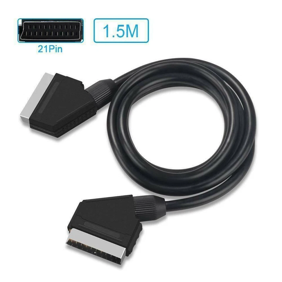 SCART Lead Cable Fully Wired 21 Pin RGB SKY TV DVD Quality SILVER 1.5M Long - Image 4 of 4