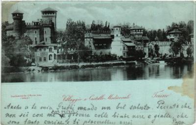 Old postcard AK TURIN medieval village and castle Italy (542887)